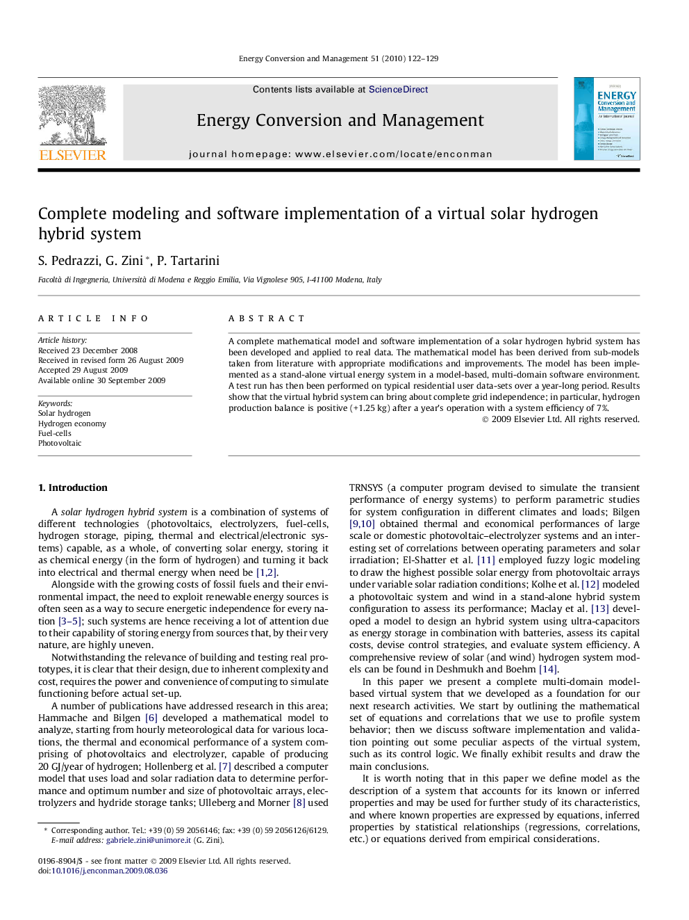 Complete modeling and software implementation of a virtual solar hydrogen hybrid system