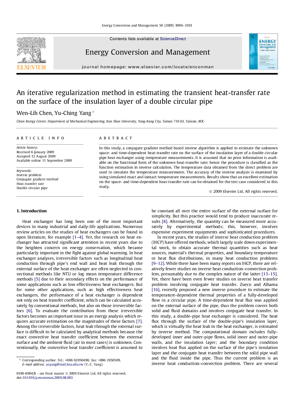 An iterative regularization method in estimating the transient heat-transfer rate on the surface of the insulation layer of a double circular pipe