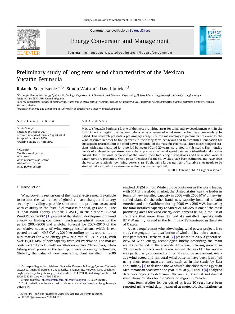 Preliminary study of long-term wind characteristics of the Mexican Yucatán Peninsula