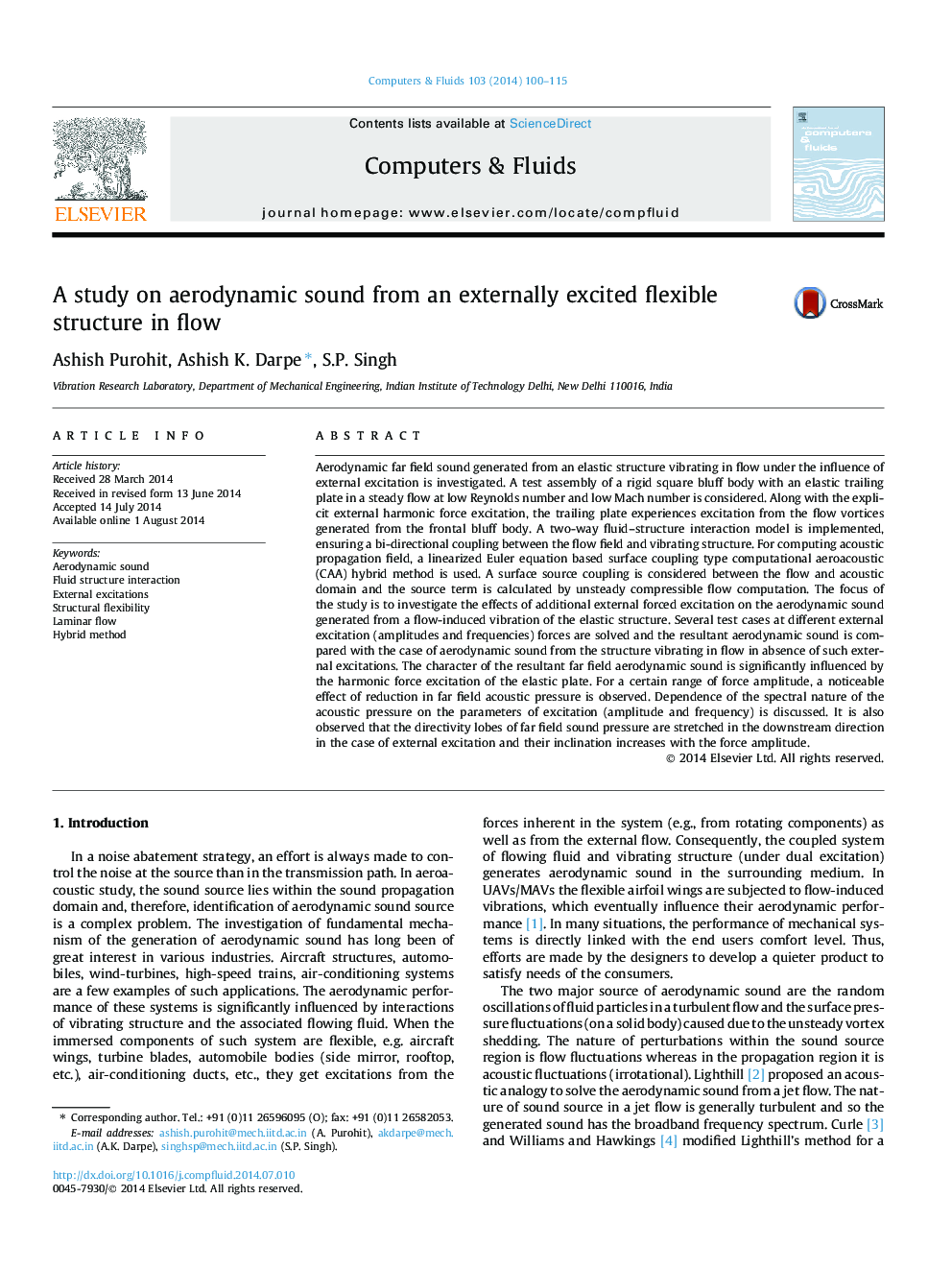 A study on aerodynamic sound from an externally excited flexible structure in flow