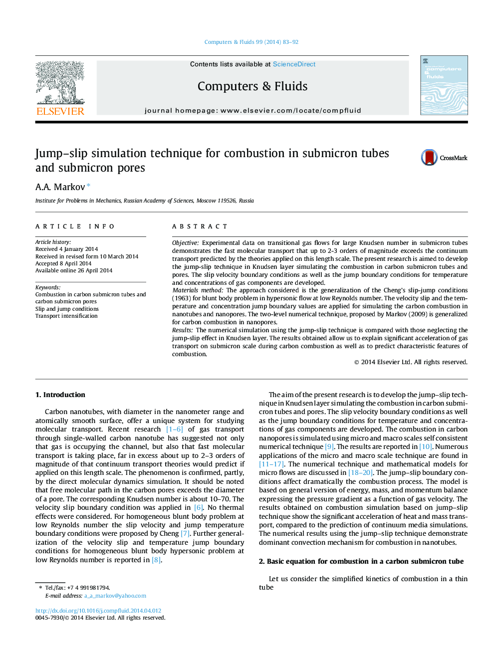 Jump–slip simulation technique for combustion in submicron tubes and submicron pores