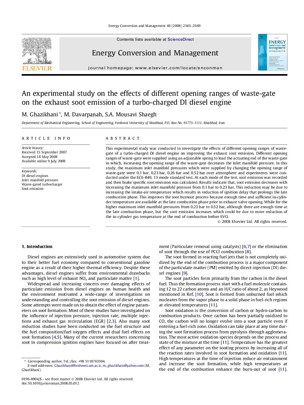 An experimental study on the effects of different opening ranges of waste-gate on the exhaust soot emission of a turbo-charged DI diesel engine