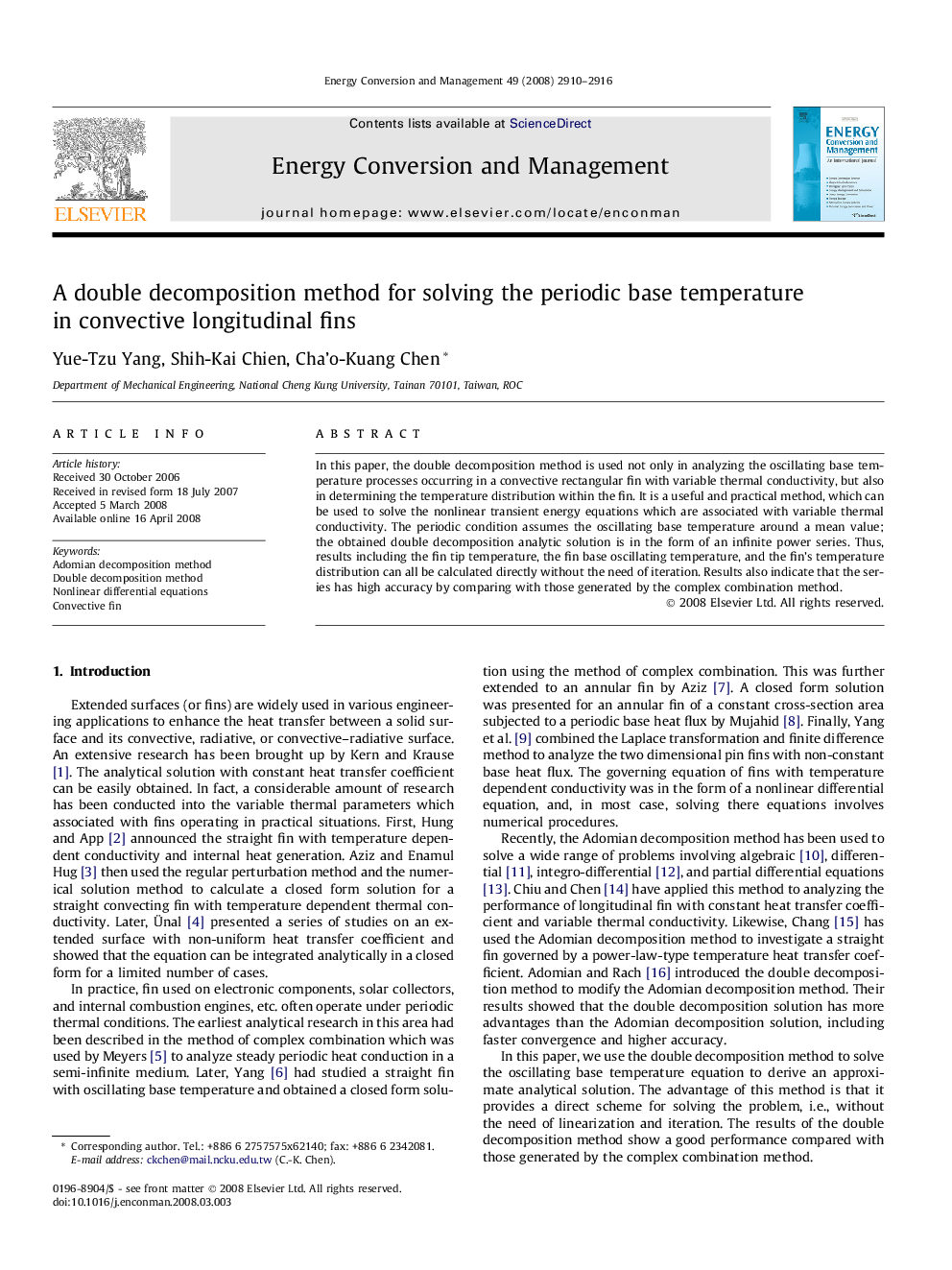 A double decomposition method for solving the periodic base temperature in convective longitudinal fins