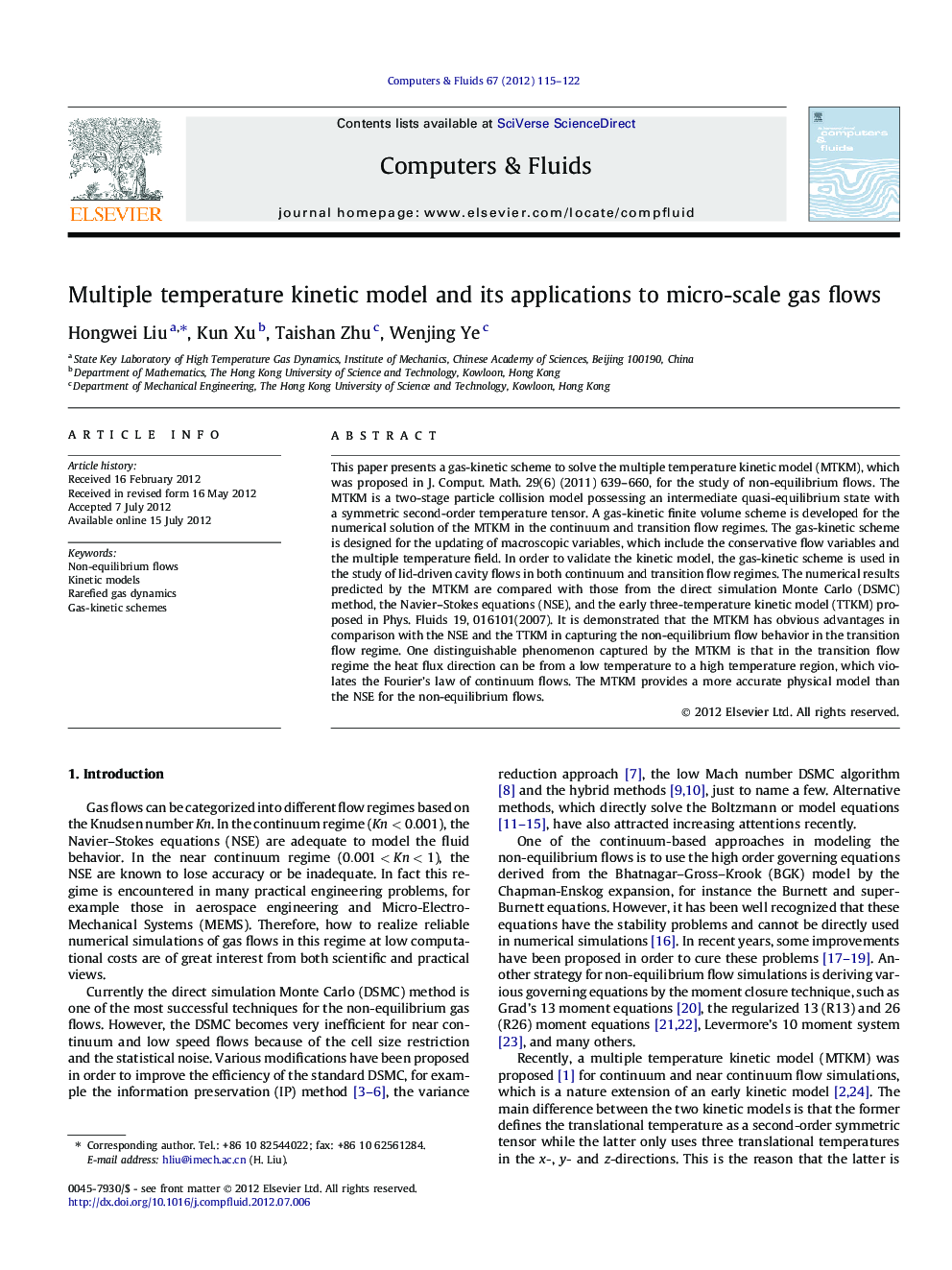 Multiple temperature kinetic model and its applications to micro-scale gas flows