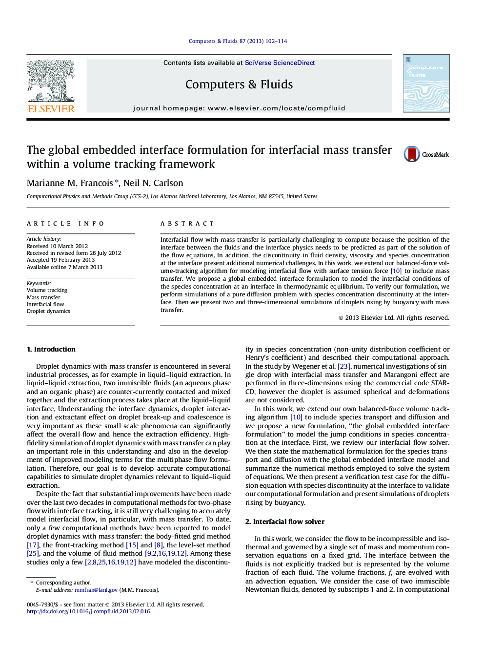 The global embedded interface formulation for interfacial mass transfer within a volume tracking framework