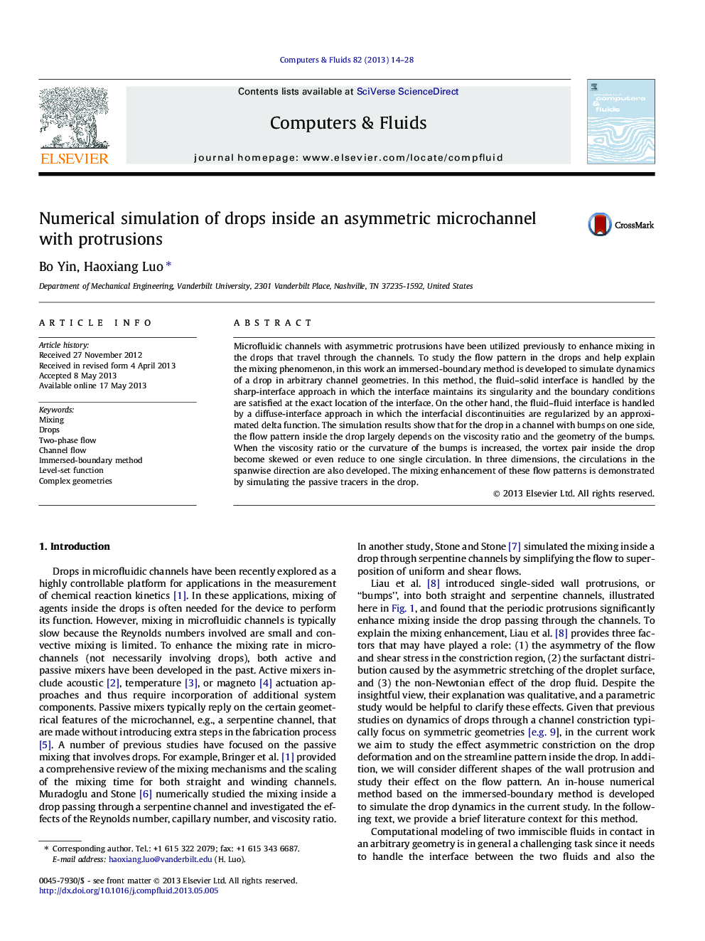 Numerical simulation of drops inside an asymmetric microchannel with protrusions