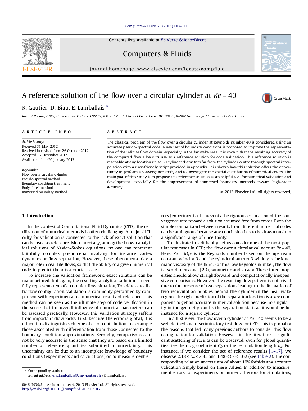 A reference solution of the flow over a circular cylinder at Re = 40