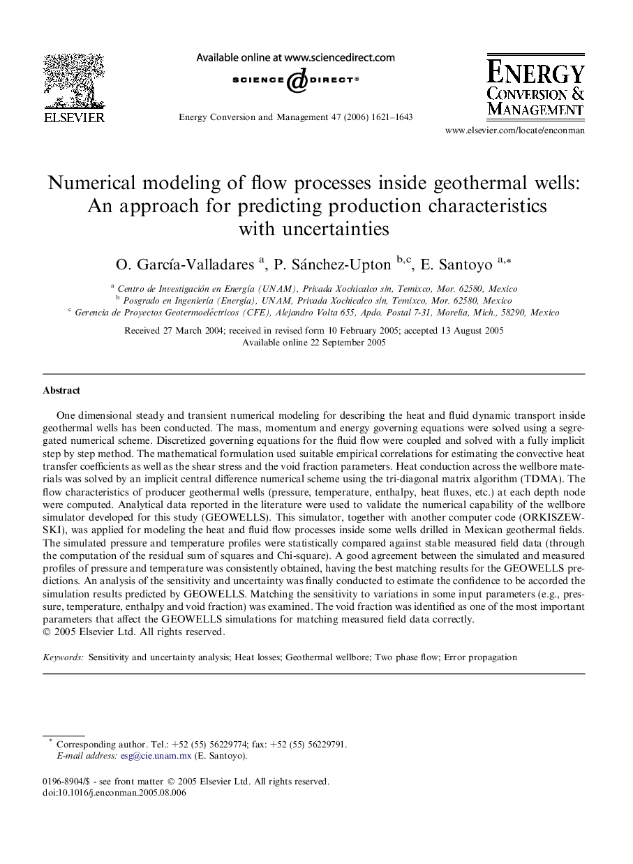 Numerical modeling of flow processes inside geothermal wells: An approach for predicting production characteristics with uncertainties