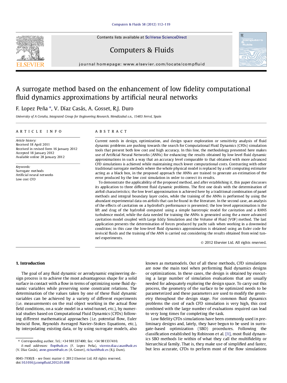 عکس صفحه اول مقاله: A surrogate method based on the enhancement of low fidelity computational fluid dynamics approximations by artificial neural networks A surrogate method based on the enhancement of low fidelity computational fluid dynamics approximations by artificial neural networks