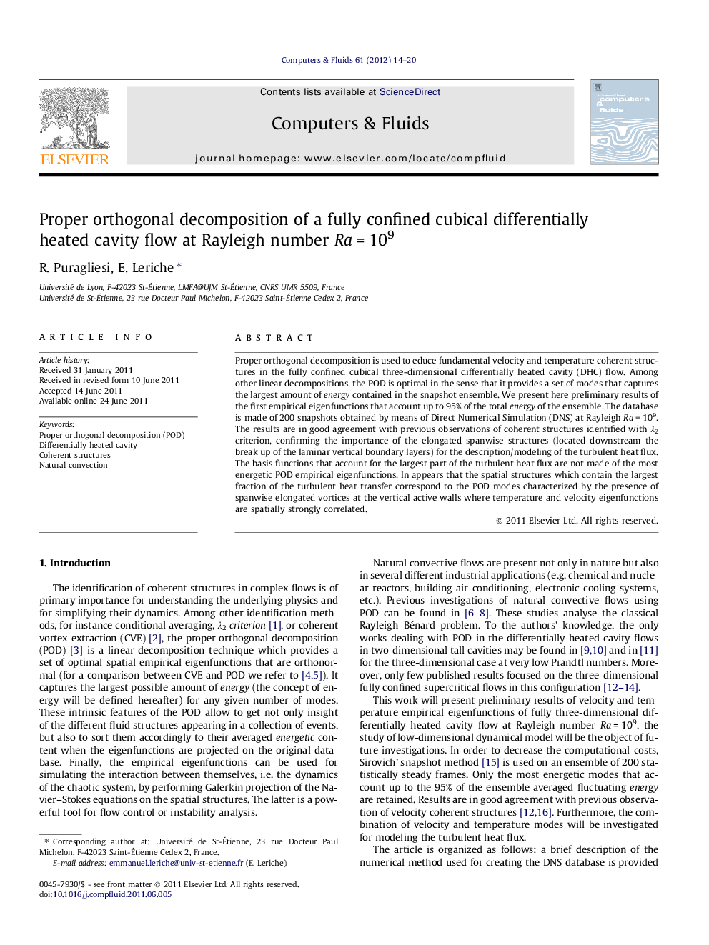 Proper orthogonal decomposition of a fully confined cubical differentially heated cavity flow at Rayleigh number Ra = 109