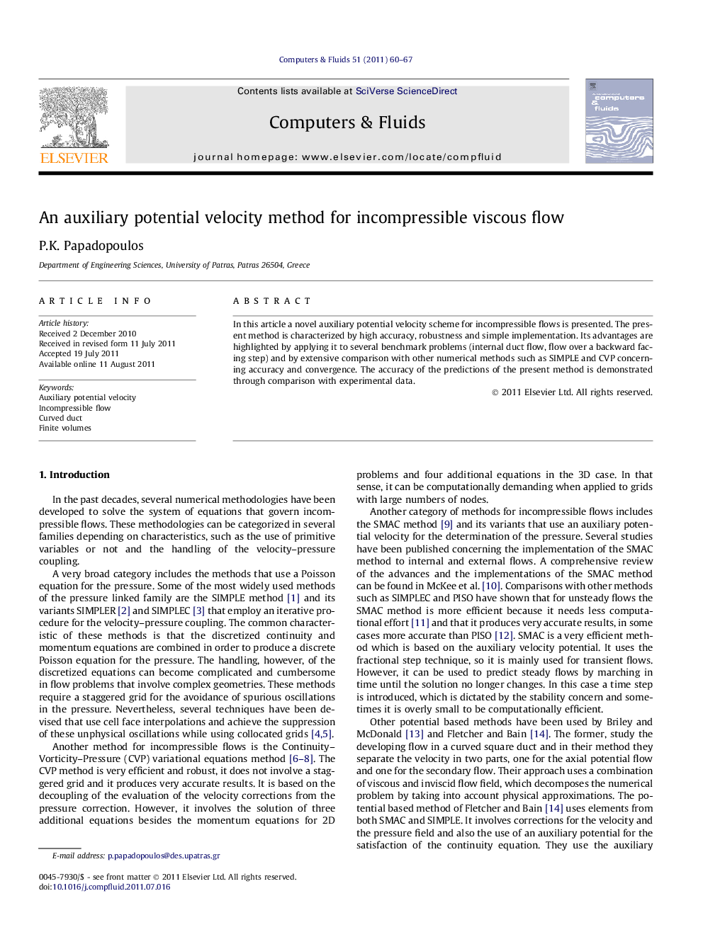 An auxiliary potential velocity method for incompressible viscous flow