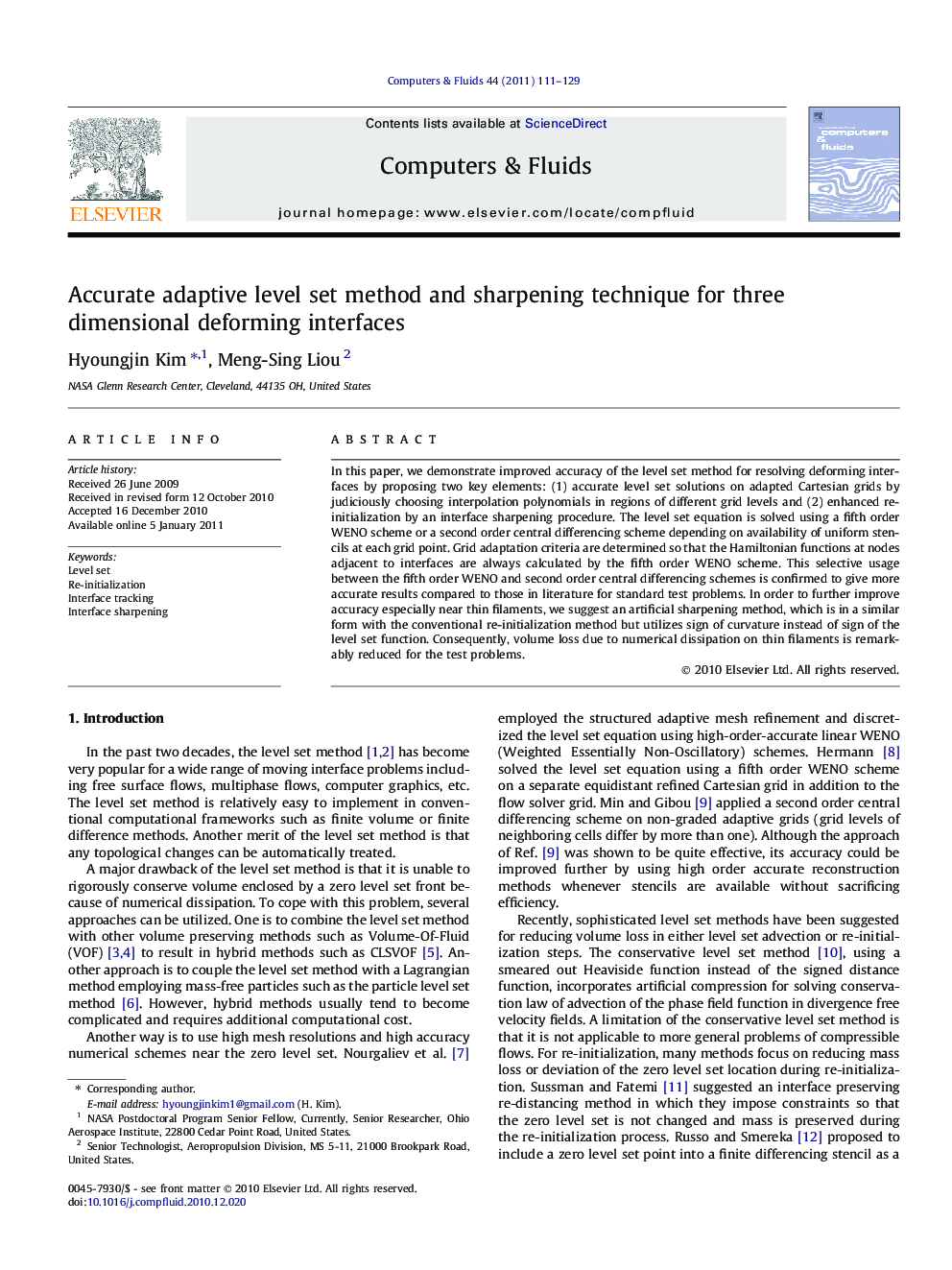 Accurate adaptive level set method and sharpening technique for three dimensional deforming interfaces