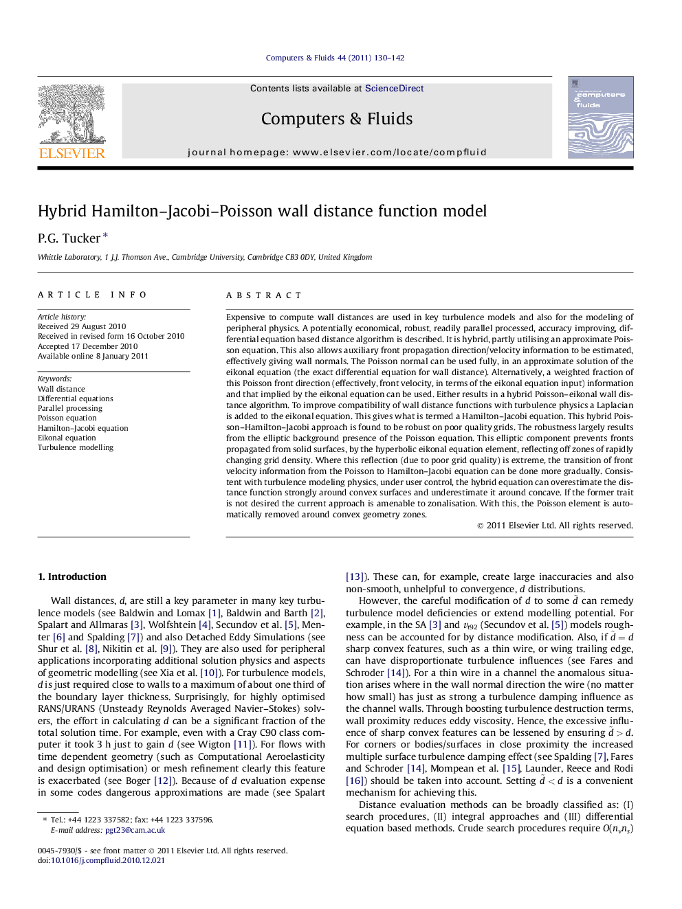 Hybrid Hamilton–Jacobi–Poisson wall distance function model