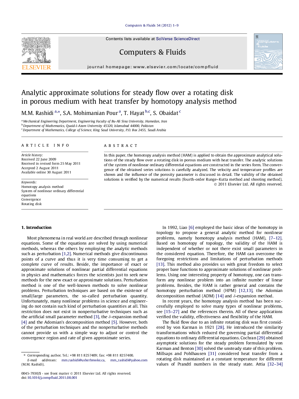 Analytic approximate solutions for steady flow over a rotating disk in porous medium with heat transfer by homotopy analysis method