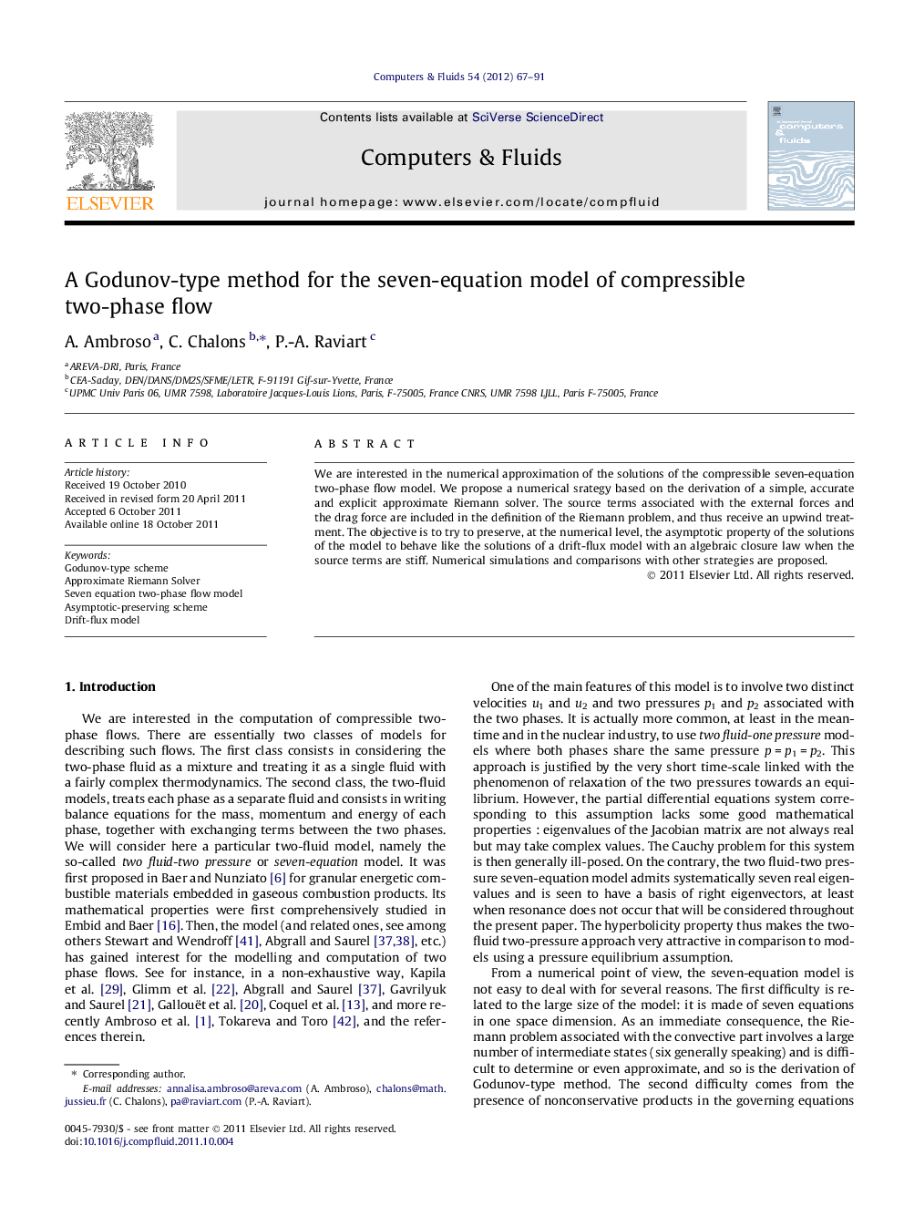 A Godunov-type method for the seven-equation model of compressible two-phase flow