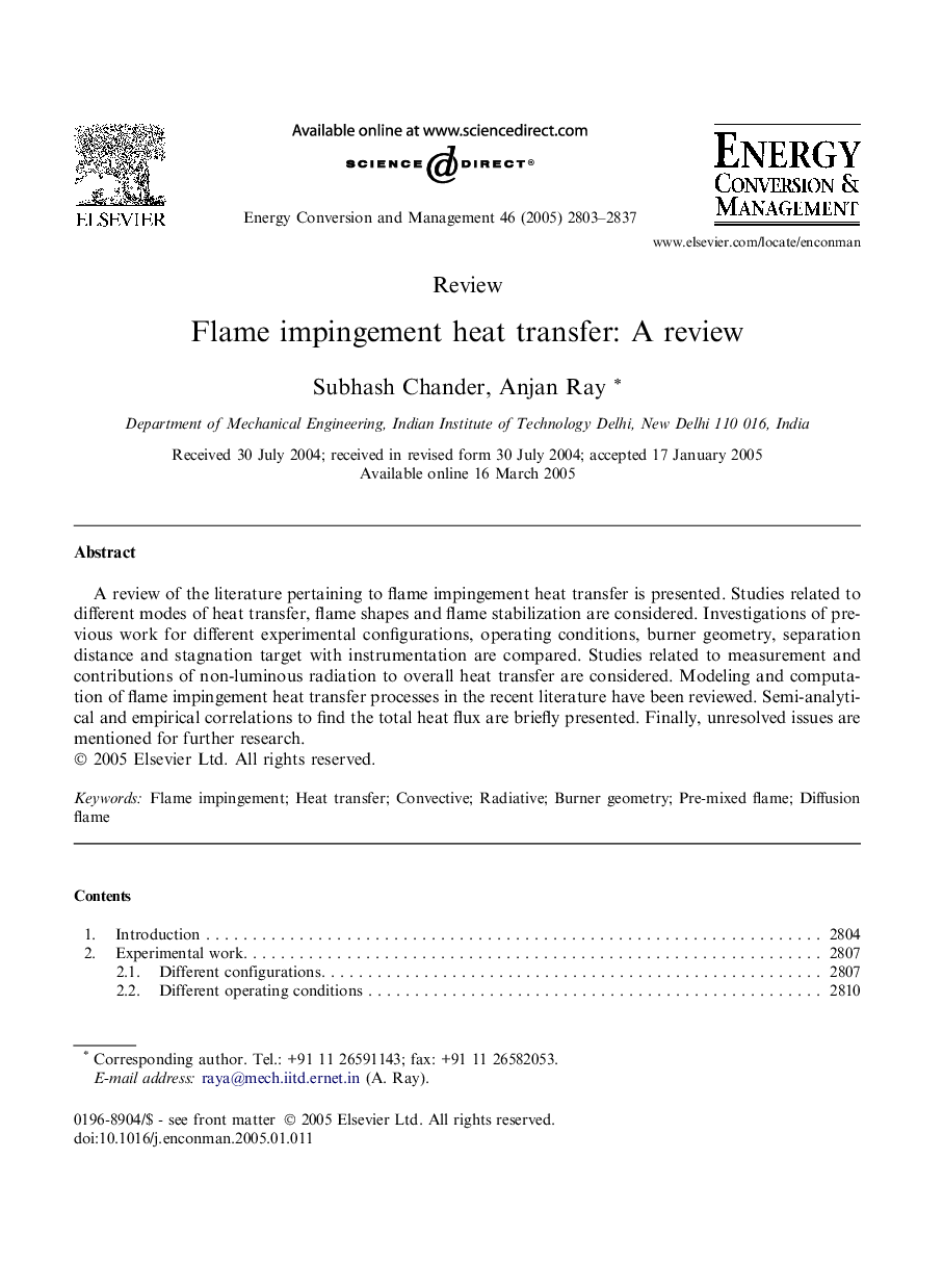 Flame impingement heat transfer: A review