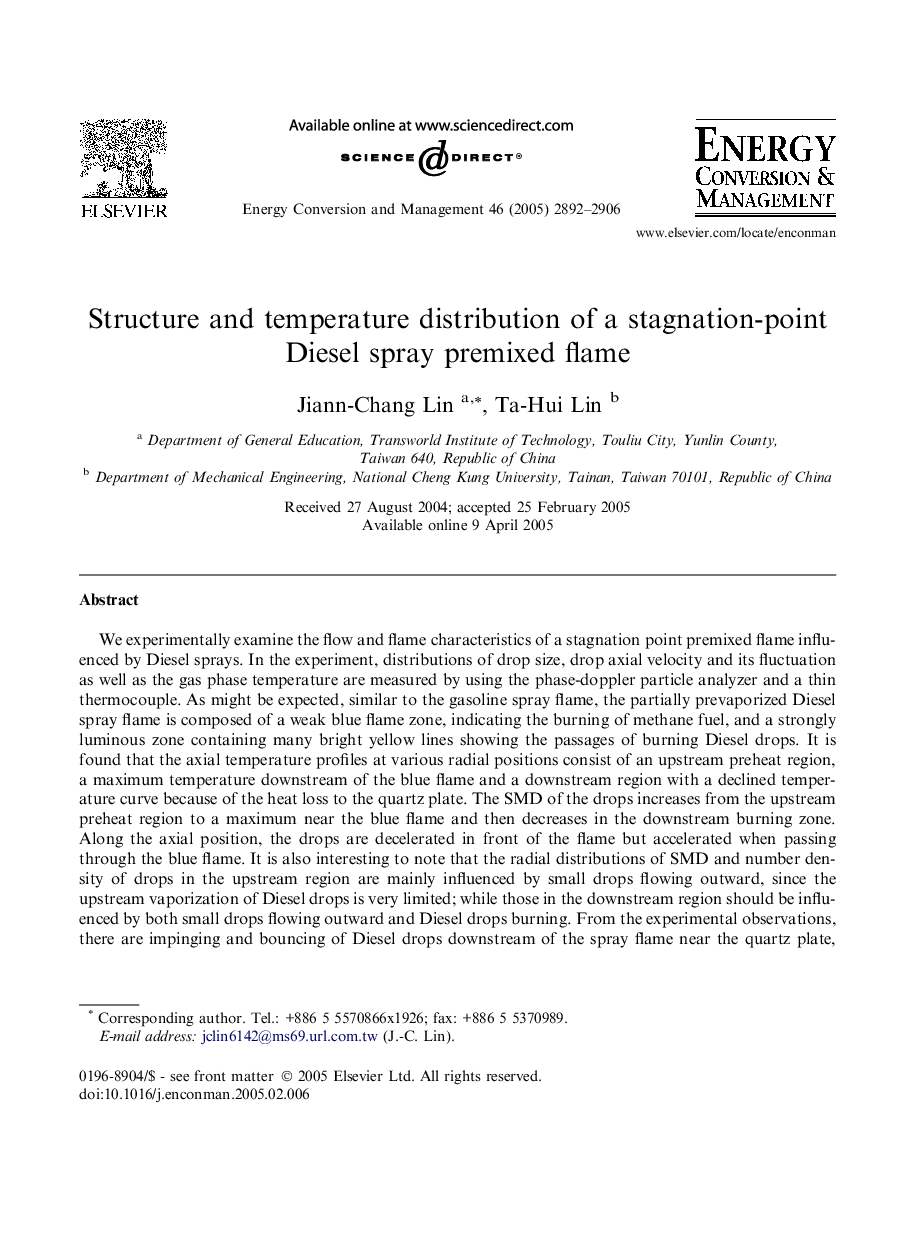 Structure and temperature distribution of a stagnation-point Diesel spray premixed flame