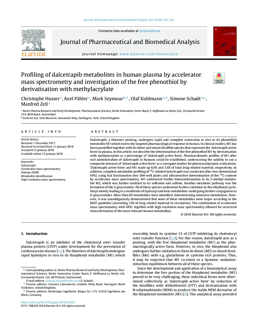 پروفیل کردن متابولیت های داسیتاپیب در پلاسمای انسانی با استفاده از اسپکترومتری جرمی شتاب دهنده و بررسی فنوتیول آزاد با ترکیب با متیل اکریلات 