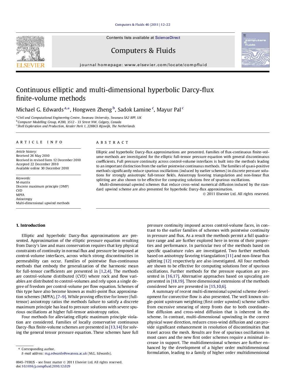 Continuous elliptic and multi-dimensional hyperbolic Darcy-flux finite-volume methods