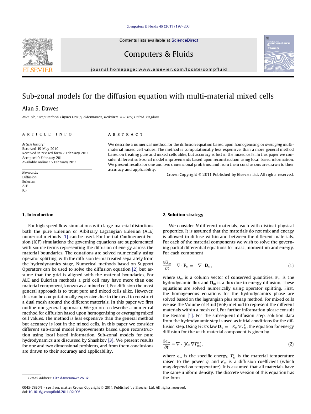 Sub-zonal models for the diffusion equation with multi-material mixed cells