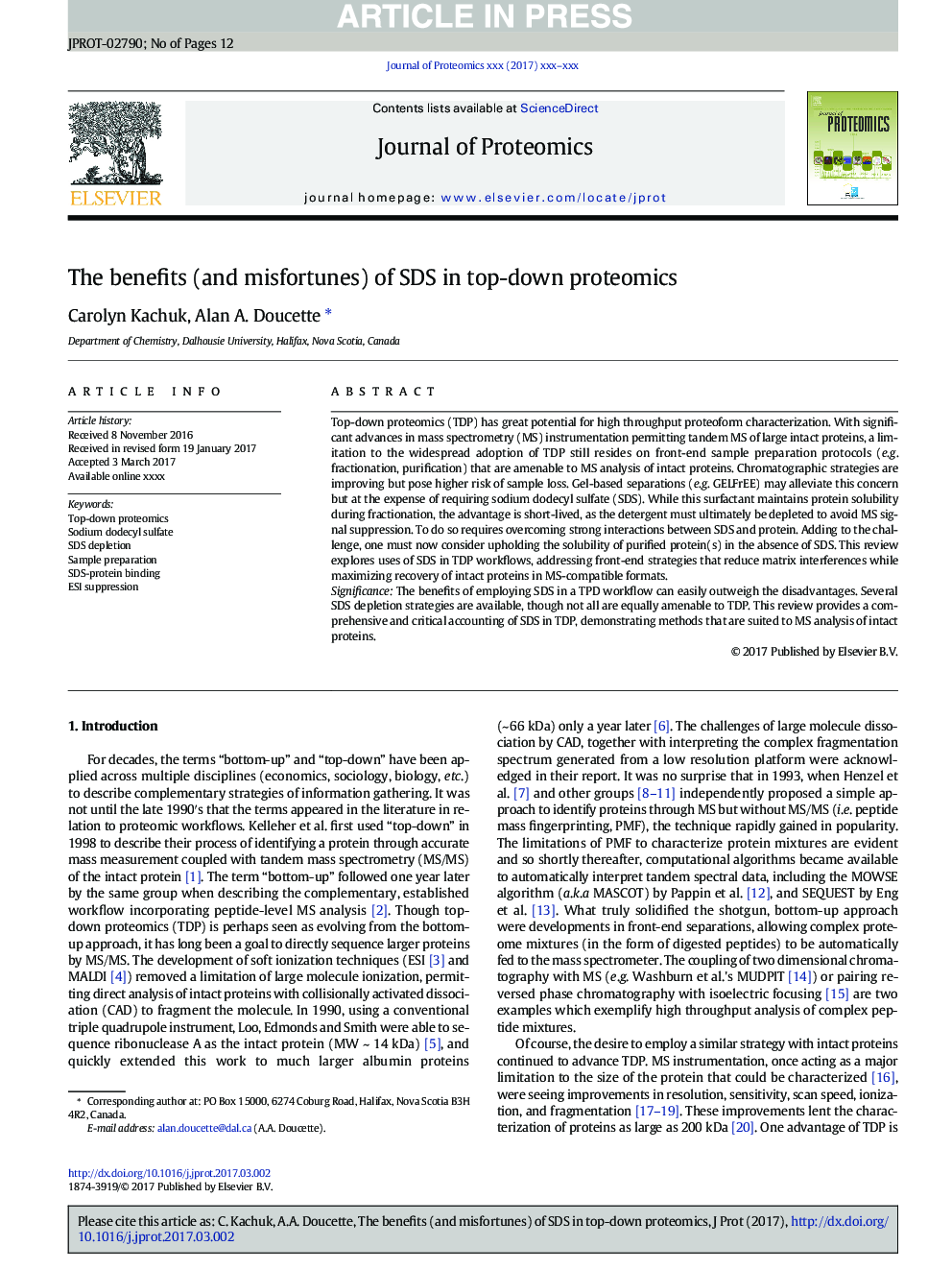 The benefits (and misfortunes) of SDS in top-down proteomics