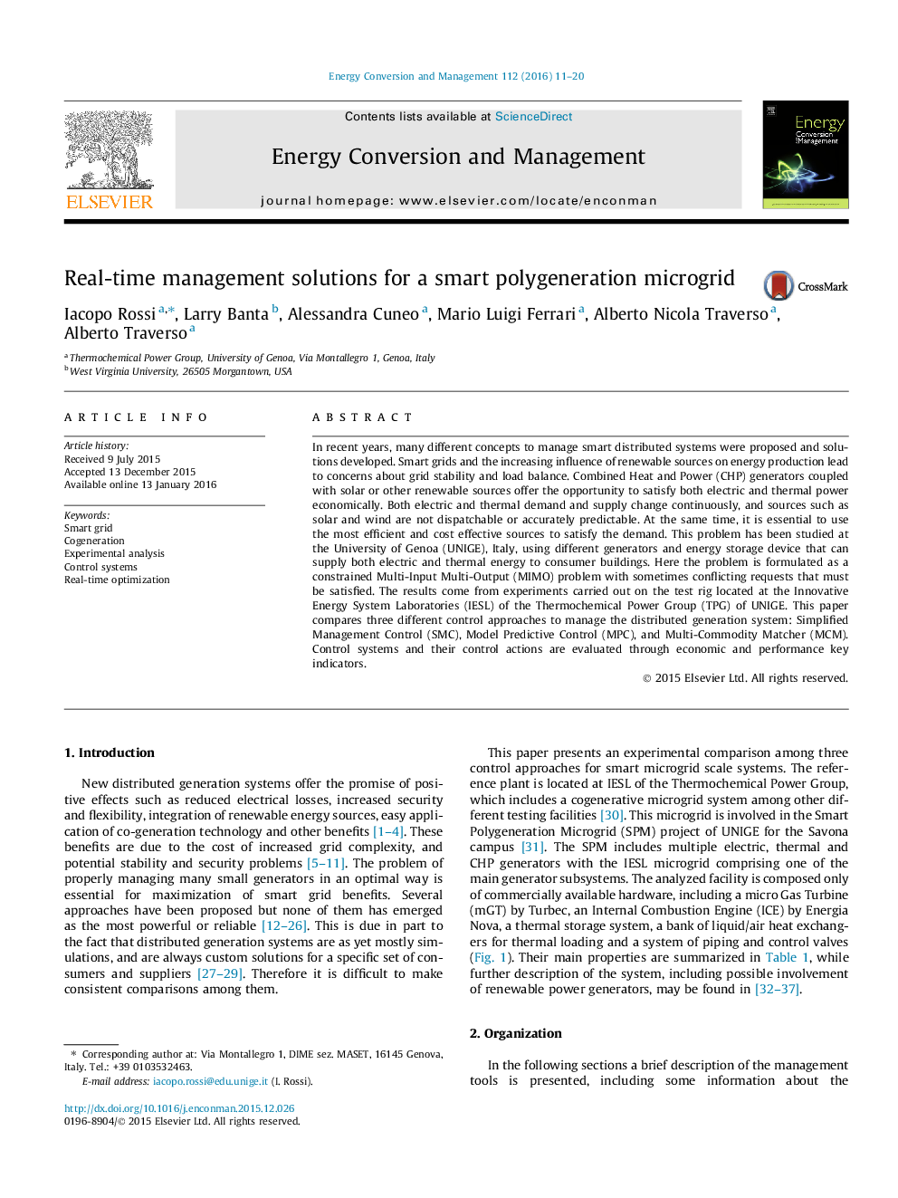 Real-time management solutions for a smart polygeneration microgrid