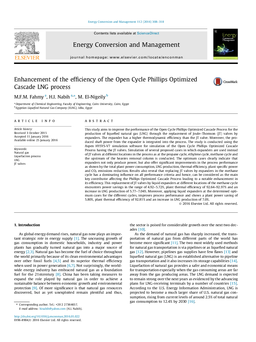 Enhancement of the efficiency of the Open Cycle Phillips Optimized Cascade LNG process