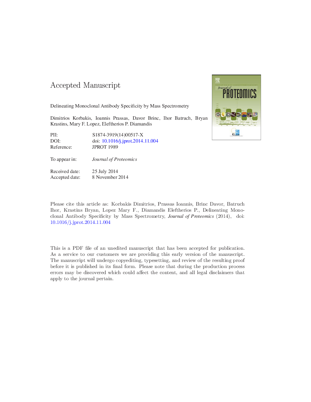 Delineating monoclonal antibody specificity by mass spectrometry