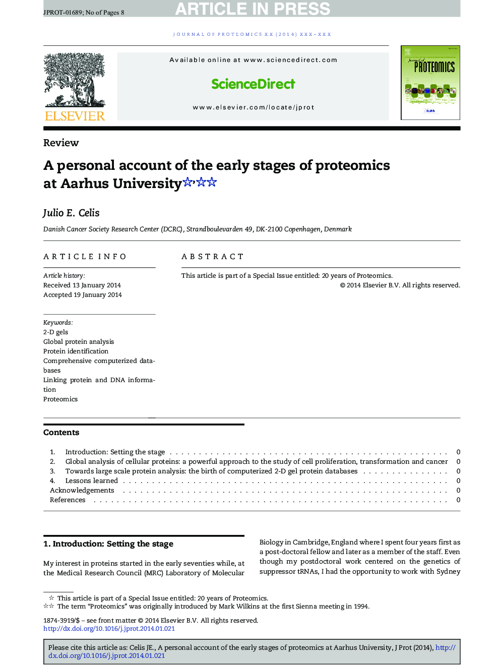 یک گزارش شخصی از مراحل اولیه پروتئومیک در دانشگاه اوهوش 