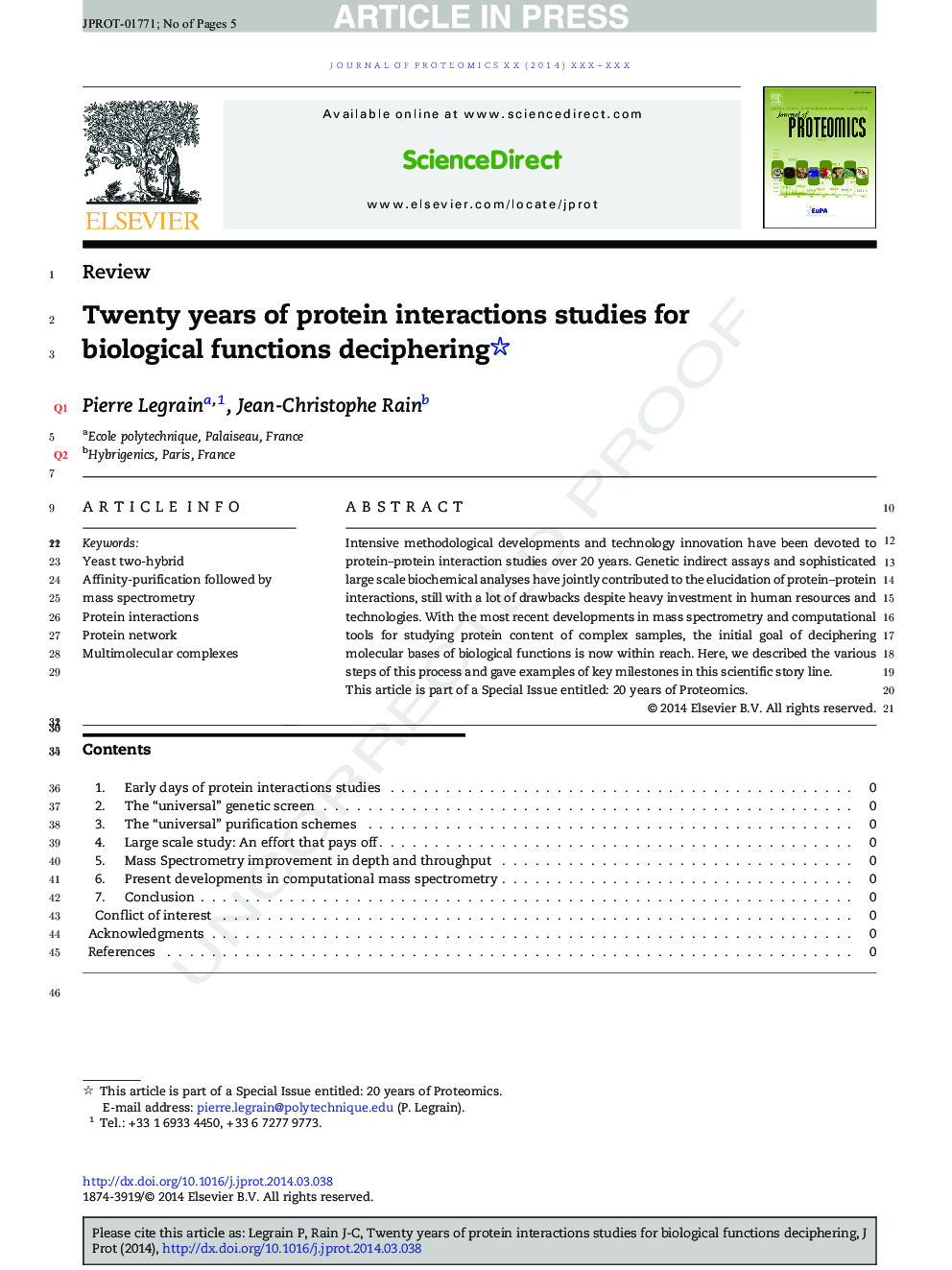 Twenty years of protein interaction studies for biological function deciphering