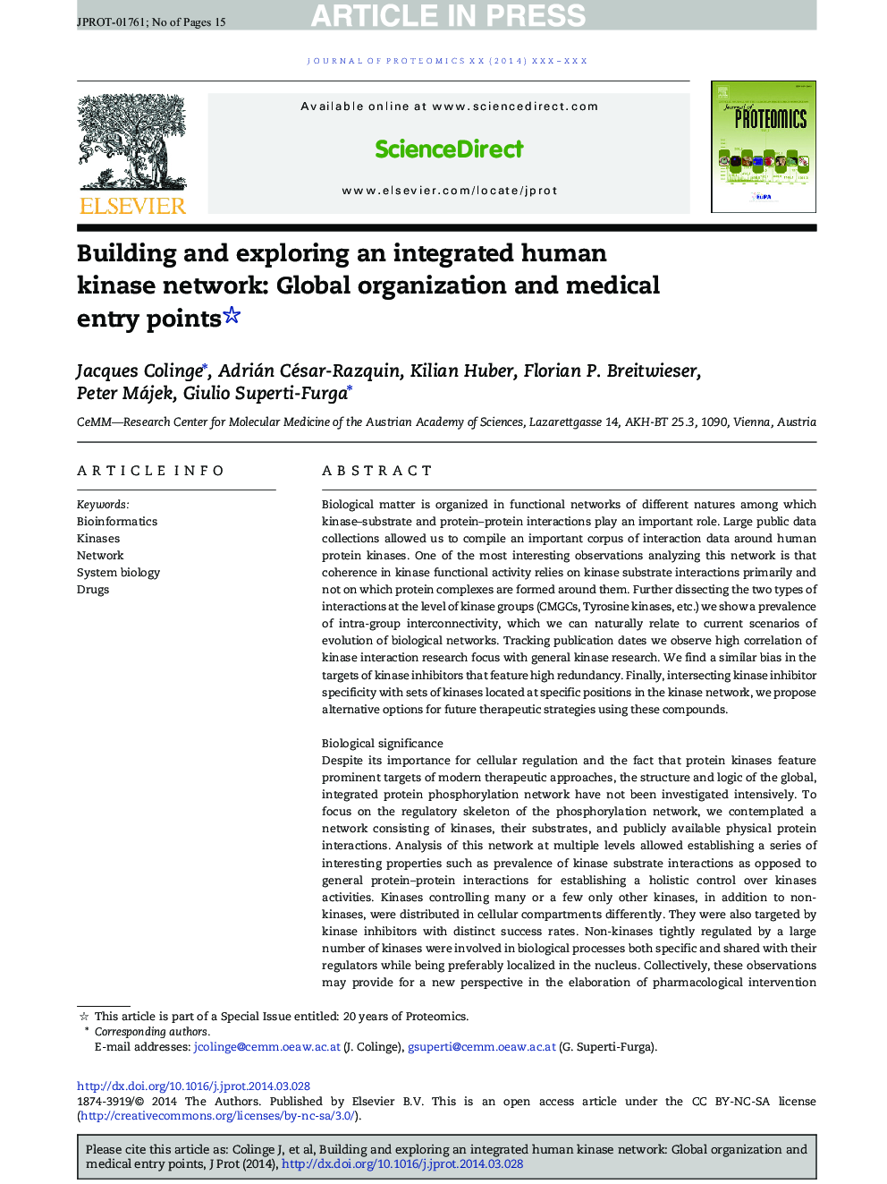 ساخت و بررسی یک شبکه یکپارچه کیناز انسانی: سازمان جهانی و نقاط ورود پزشکی 