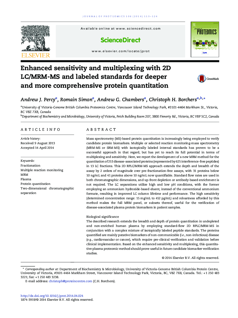 Enhanced sensitivity and multiplexing with 2D LC/MRM-MS and labeled standards for deeper and more comprehensive protein quantitation