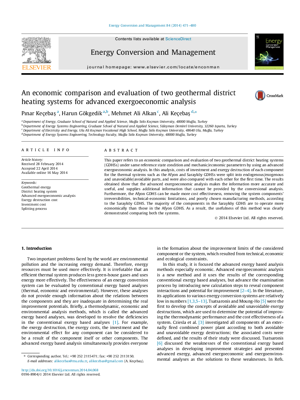 An economic comparison and evaluation of two geothermal district heating systems for advanced exergoeconomic analysis