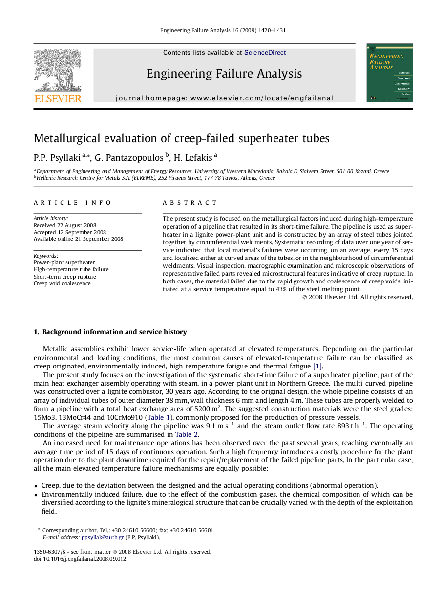 Metallurgical evaluation of creep-failed superheater tubes