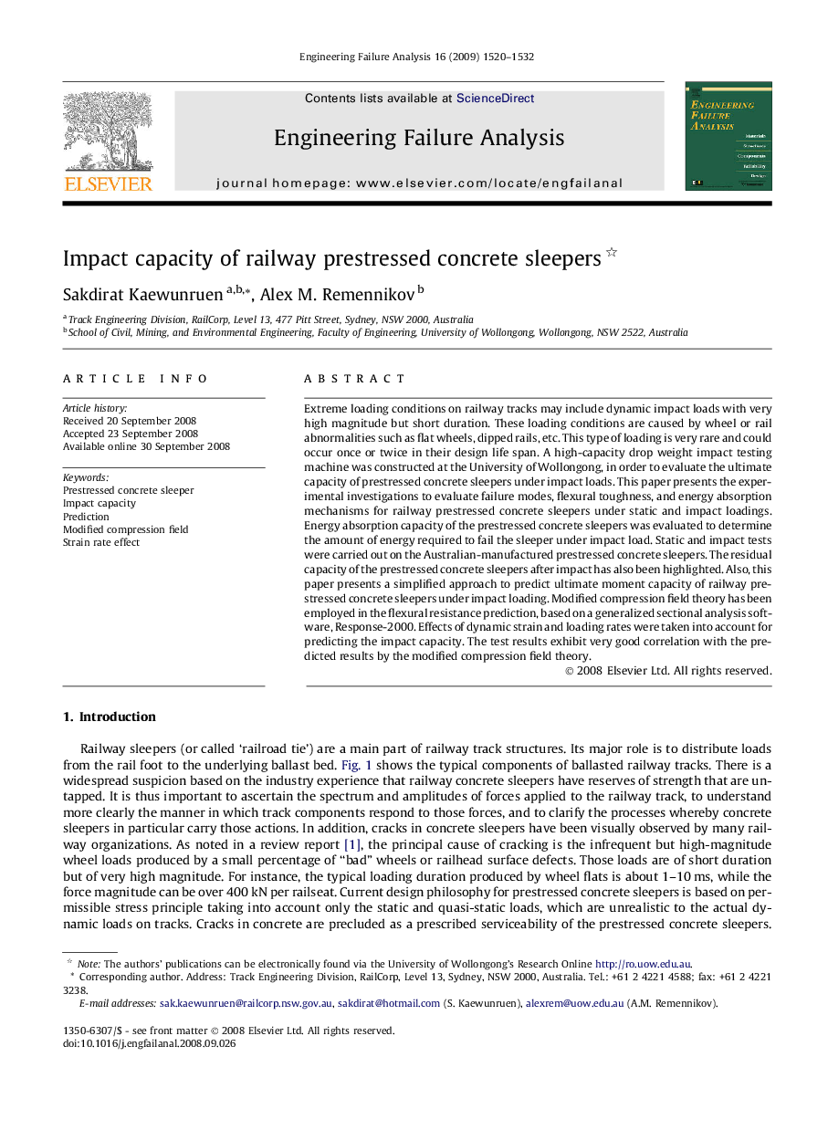 Impact capacity of railway prestressed concrete sleepers