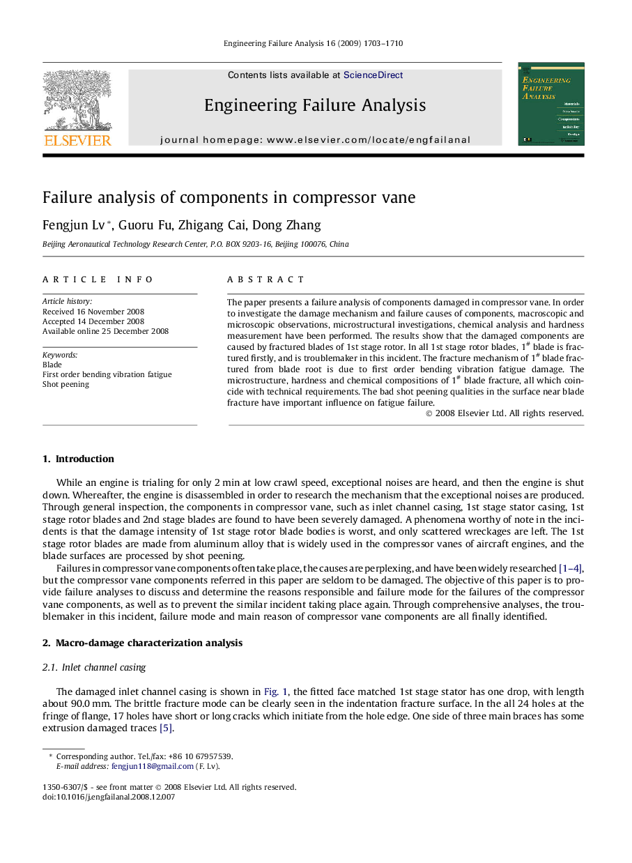 Failure analysis of components in compressor vane