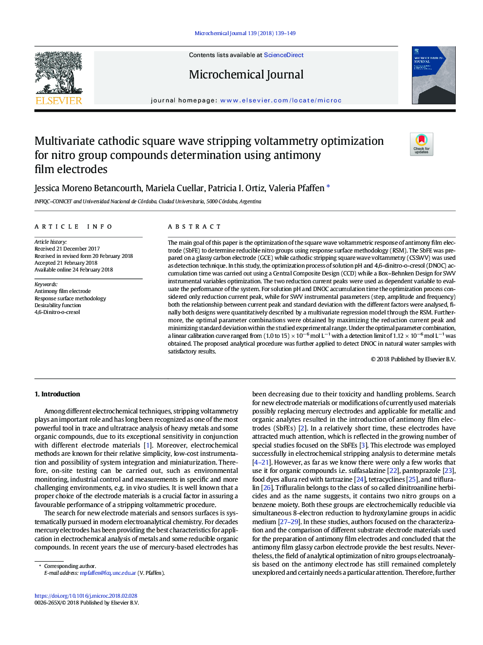 Multivariate cathodic square wave stripping voltammetry optimization for nitro group compounds determination using antimony film electrodes