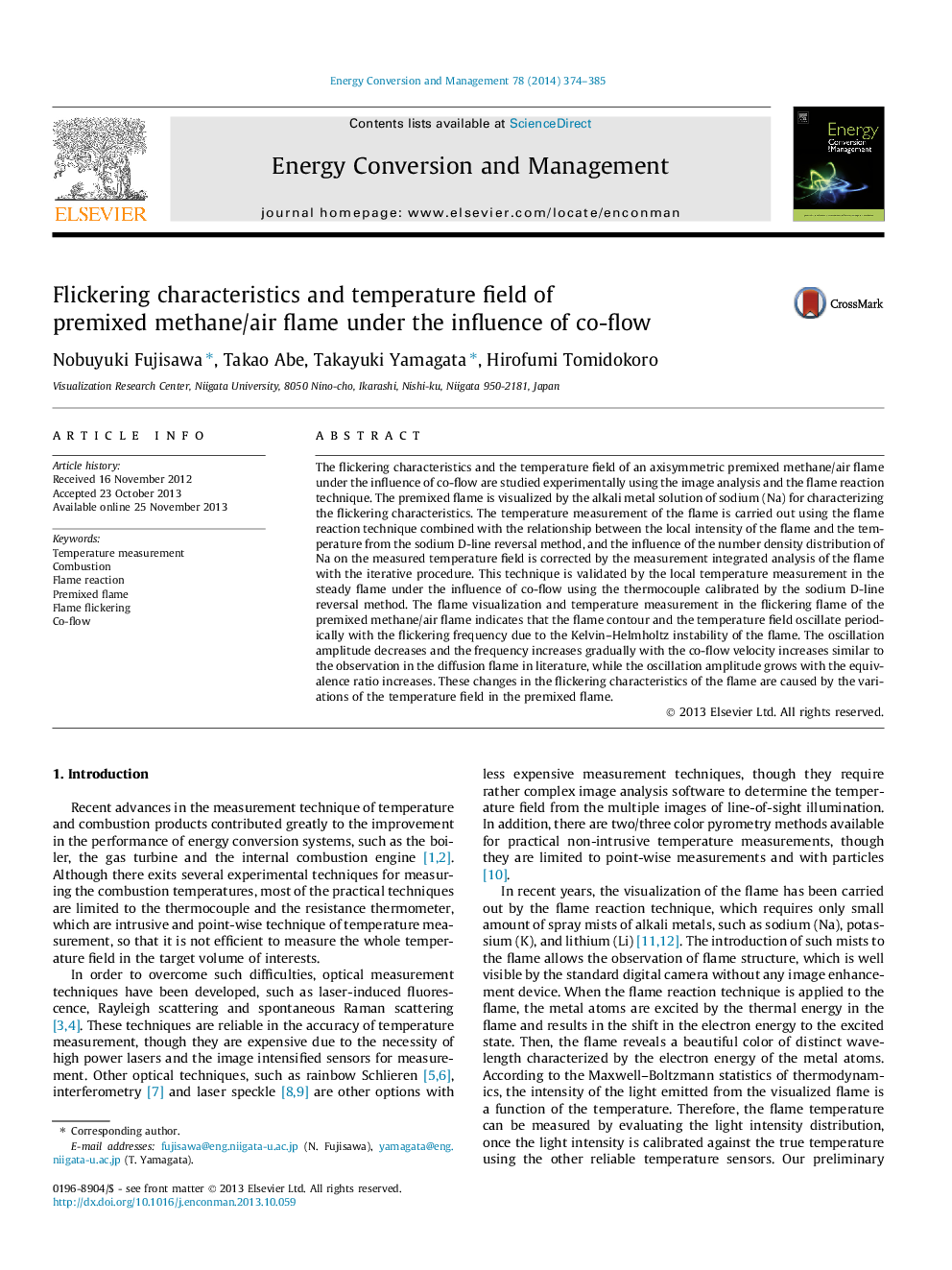 Flickering characteristics and temperature field of premixed methane/air flame under the influence of co-flow