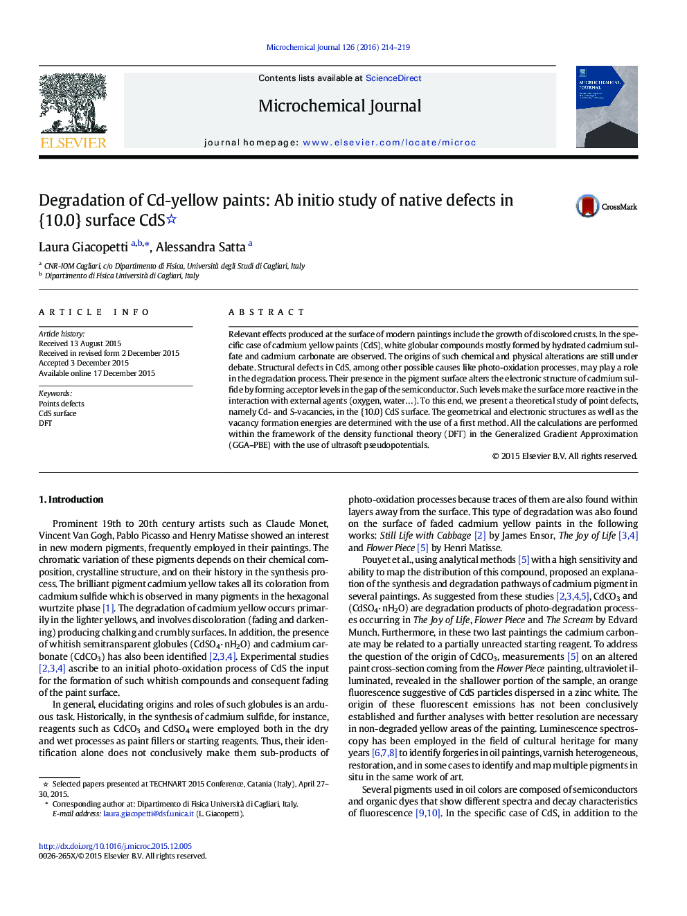 Degradation of Cd-yellow paints: Ab initio study of native defects in {10.0} surface CdS