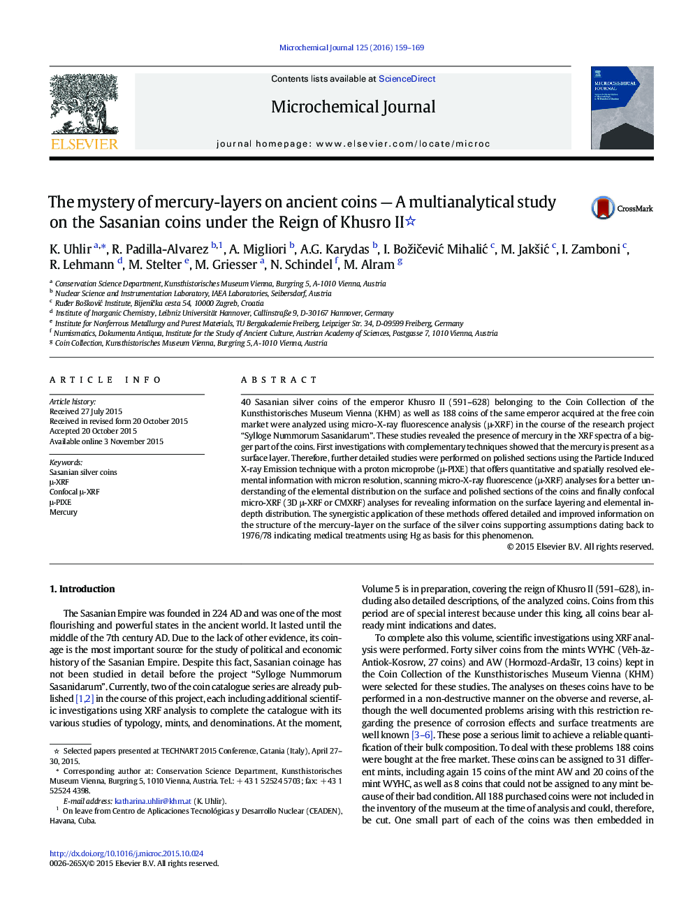 The mystery of mercury-layers on ancient coins - A multianalytical study on the Sasanian coins under the Reign of Khusro II