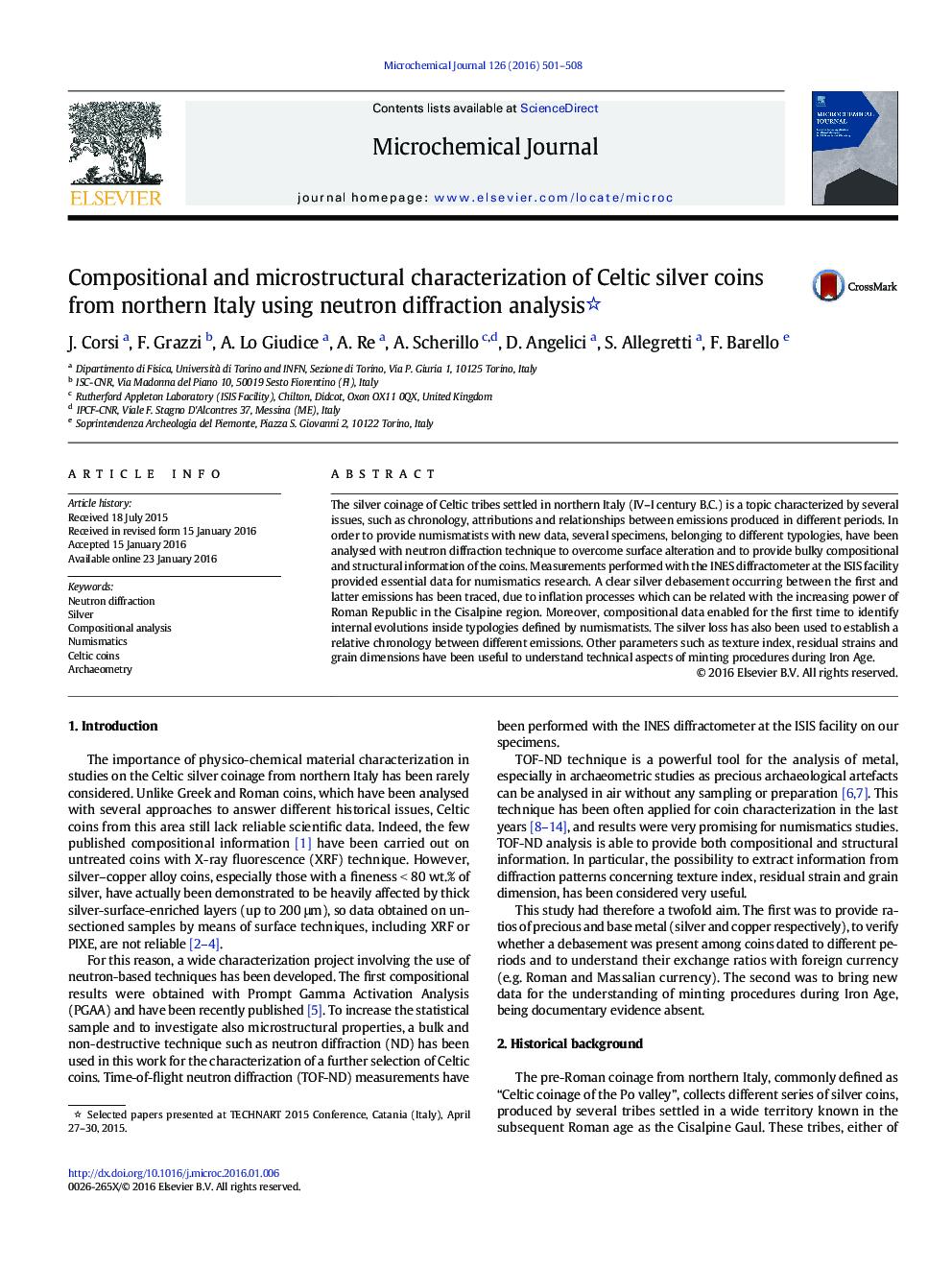 Compositional and microstructural characterization of Celtic silver coins from northern Italy using neutron diffraction analysis