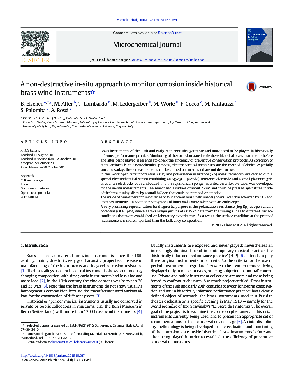 A non-destructive in-situ approach to monitor corrosion inside historical brass wind instruments