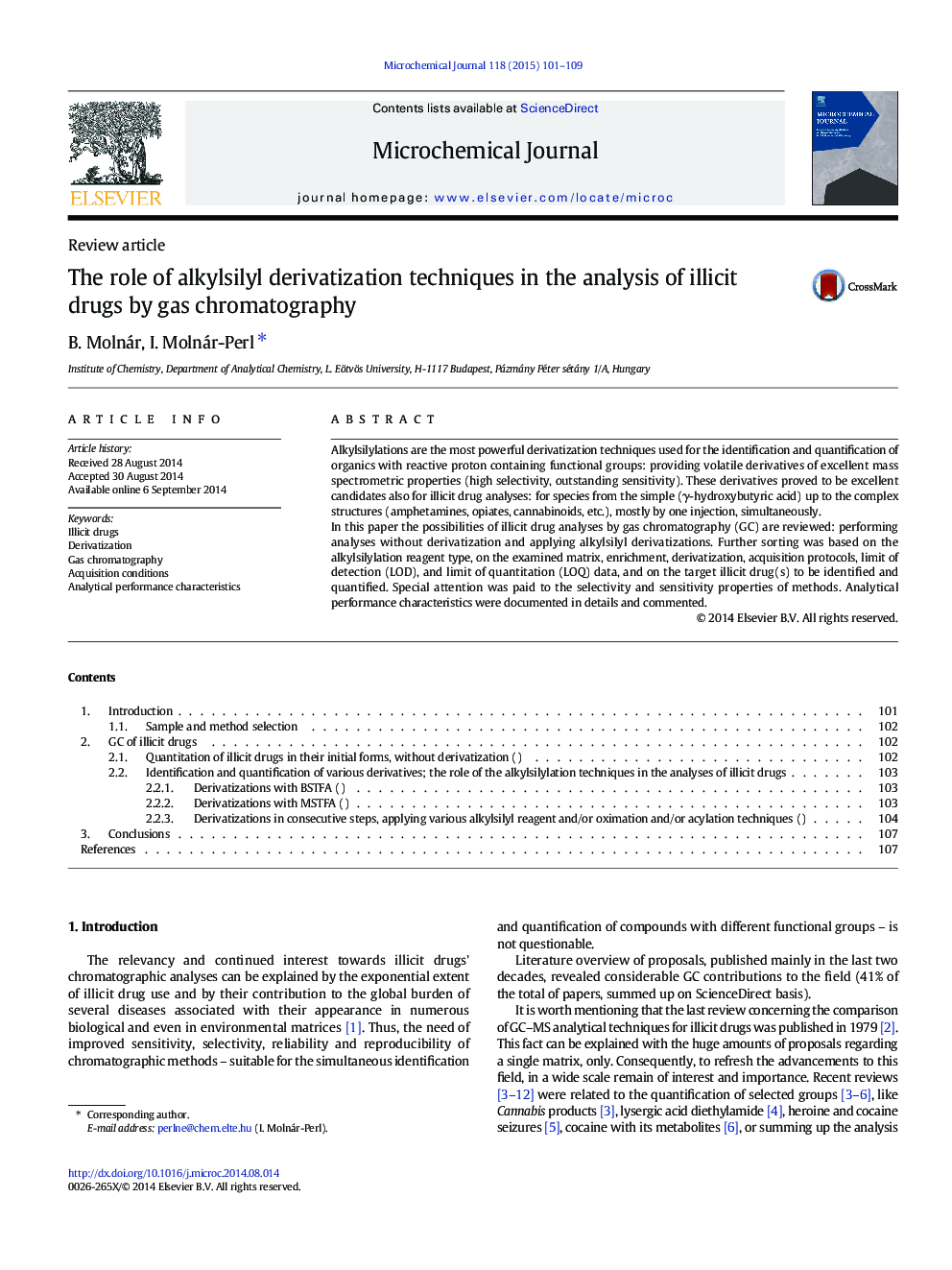 The role of alkylsilyl derivatization techniques in the analysis of illicit drugs by gas chromatography