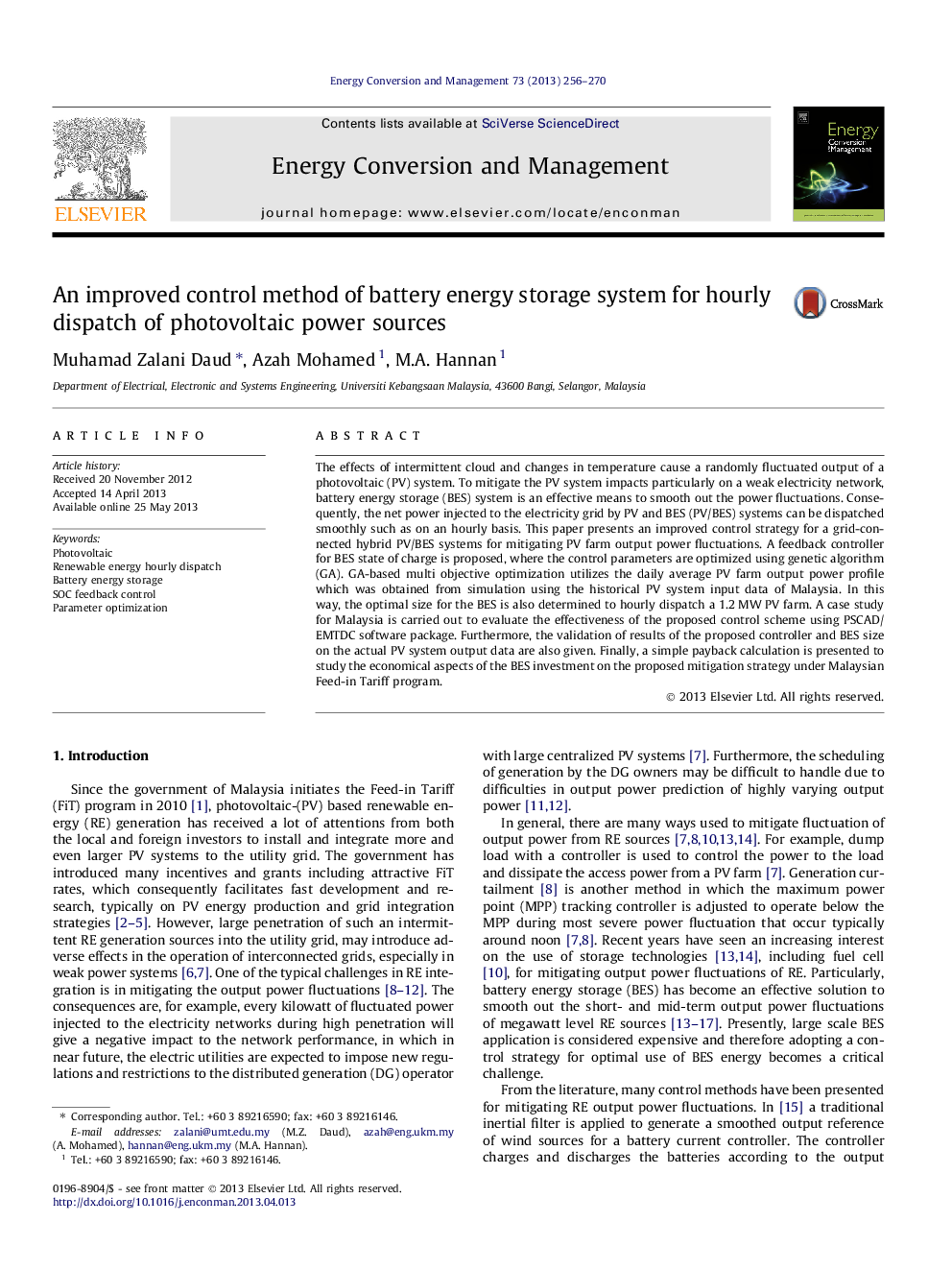 An improved control method of battery energy storage system for hourly dispatch of photovoltaic power sources