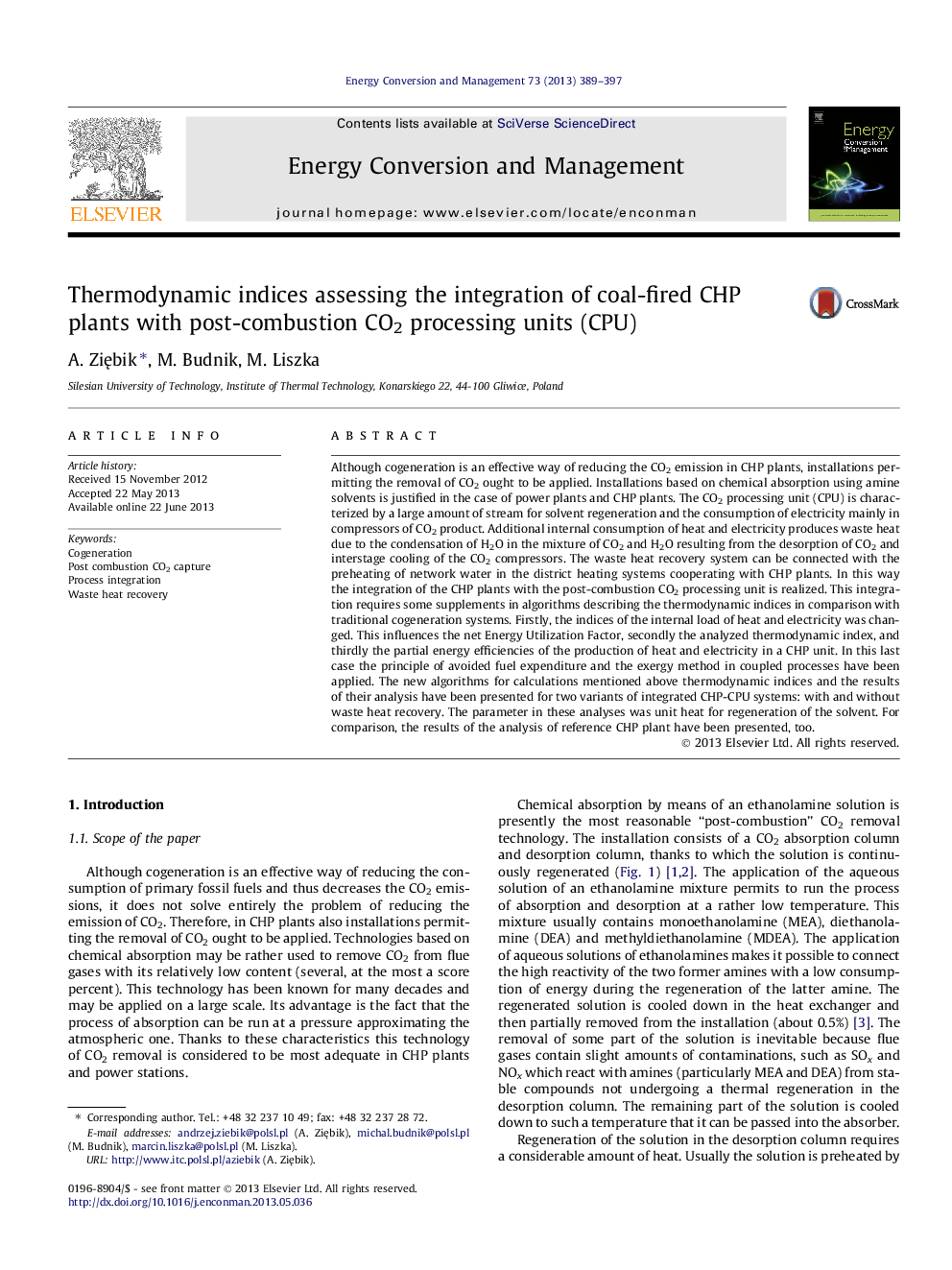 Thermodynamic indices assessing the integration of coal-fired CHP plants with post-combustion CO2 processing units (CPU)