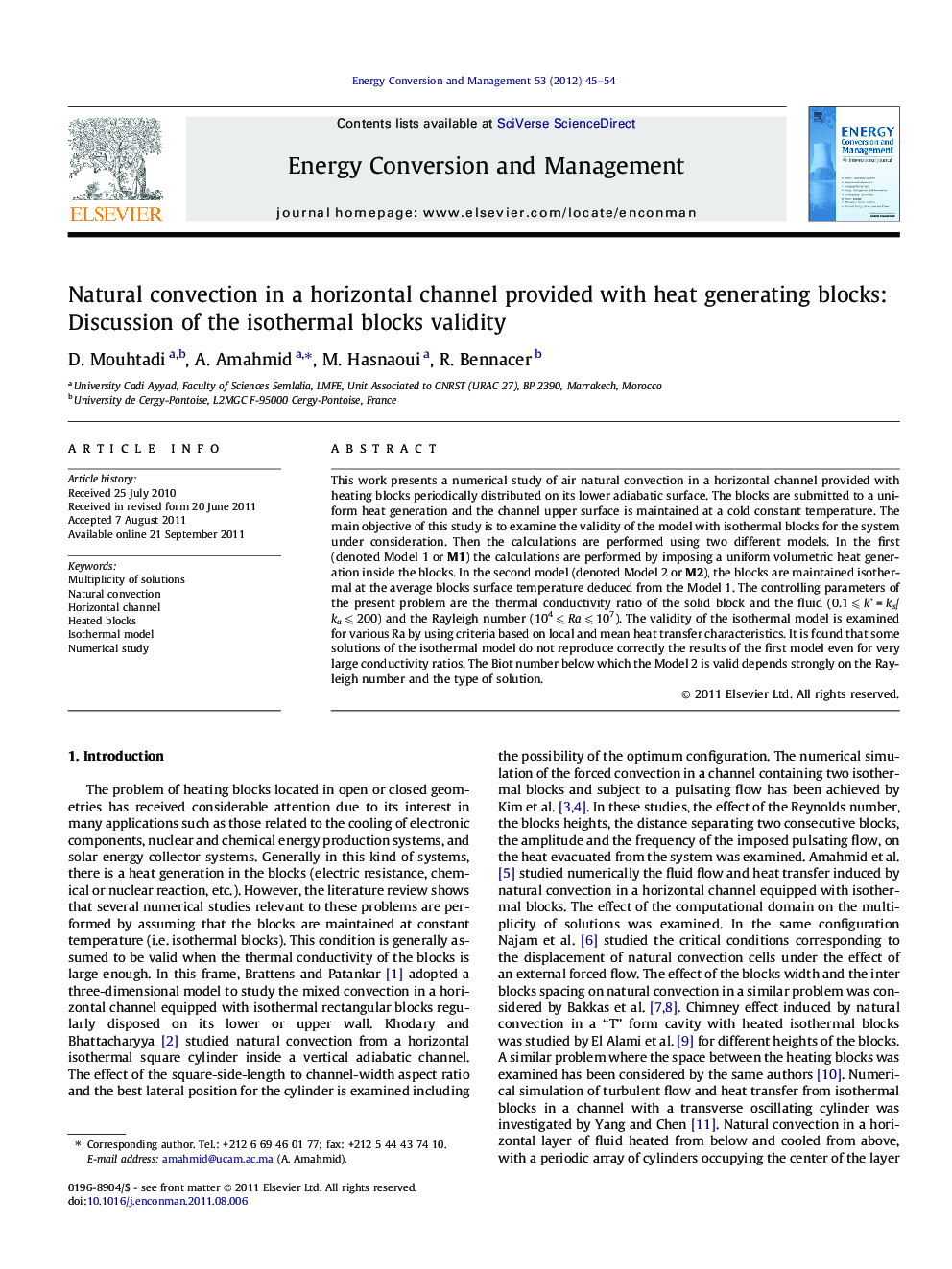 Natural convection in a horizontal channel provided with heat generating blocks: Discussion of the isothermal blocks validity