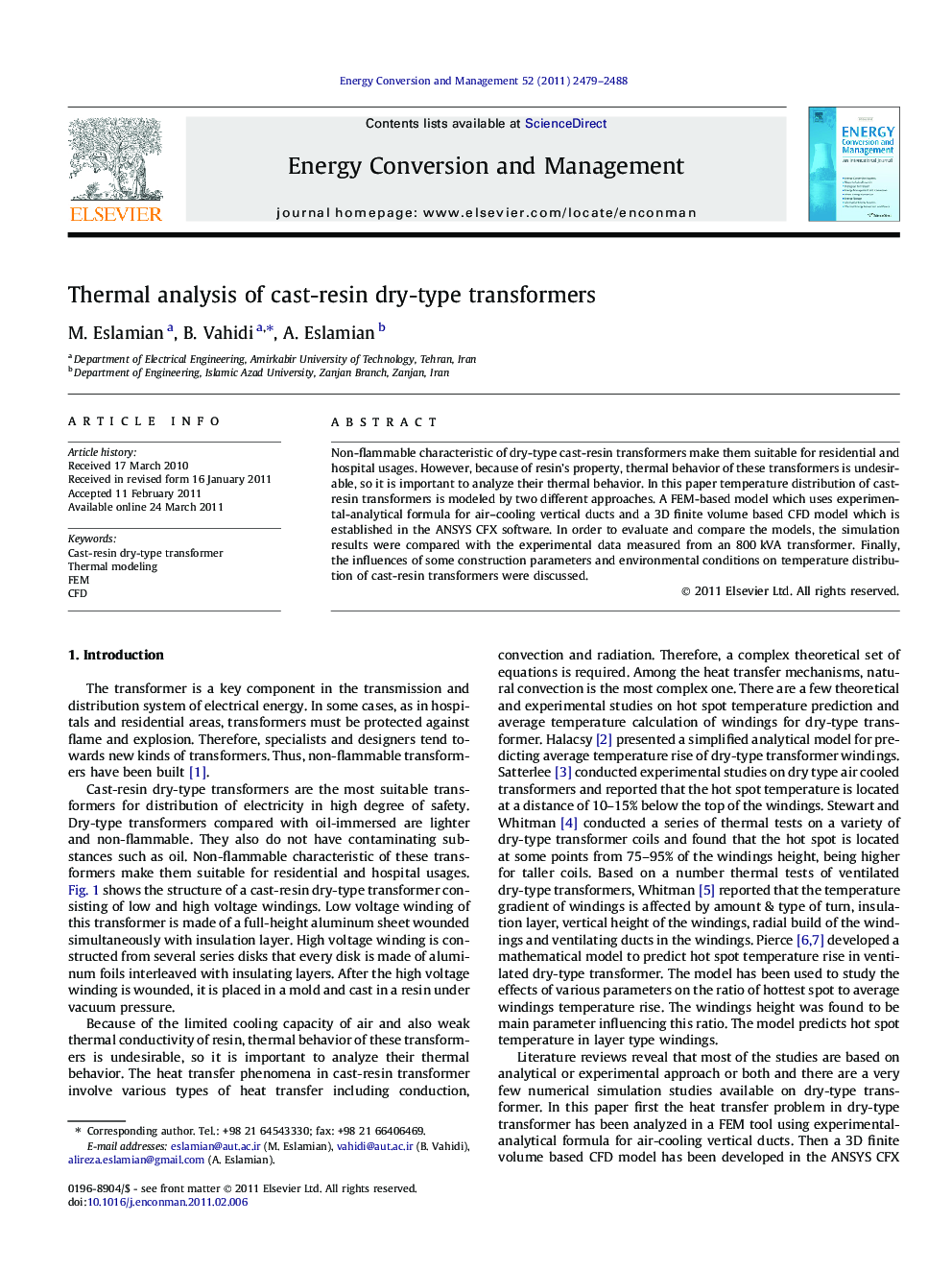 Thermal analysis of cast-resin dry-type transformers