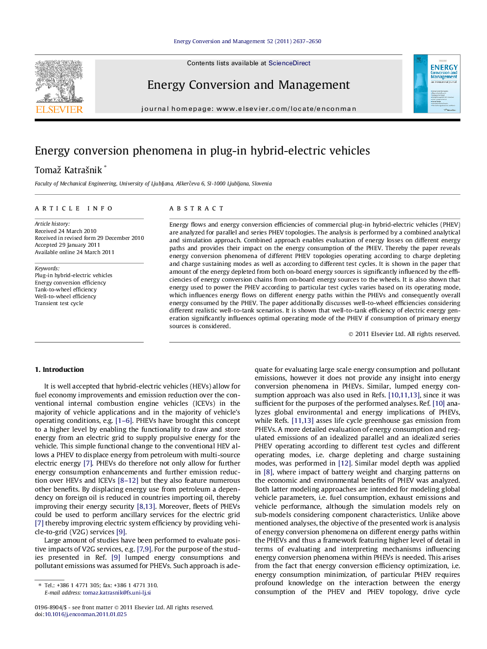 Energy conversion phenomena in plug-in hybrid-electric vehicles