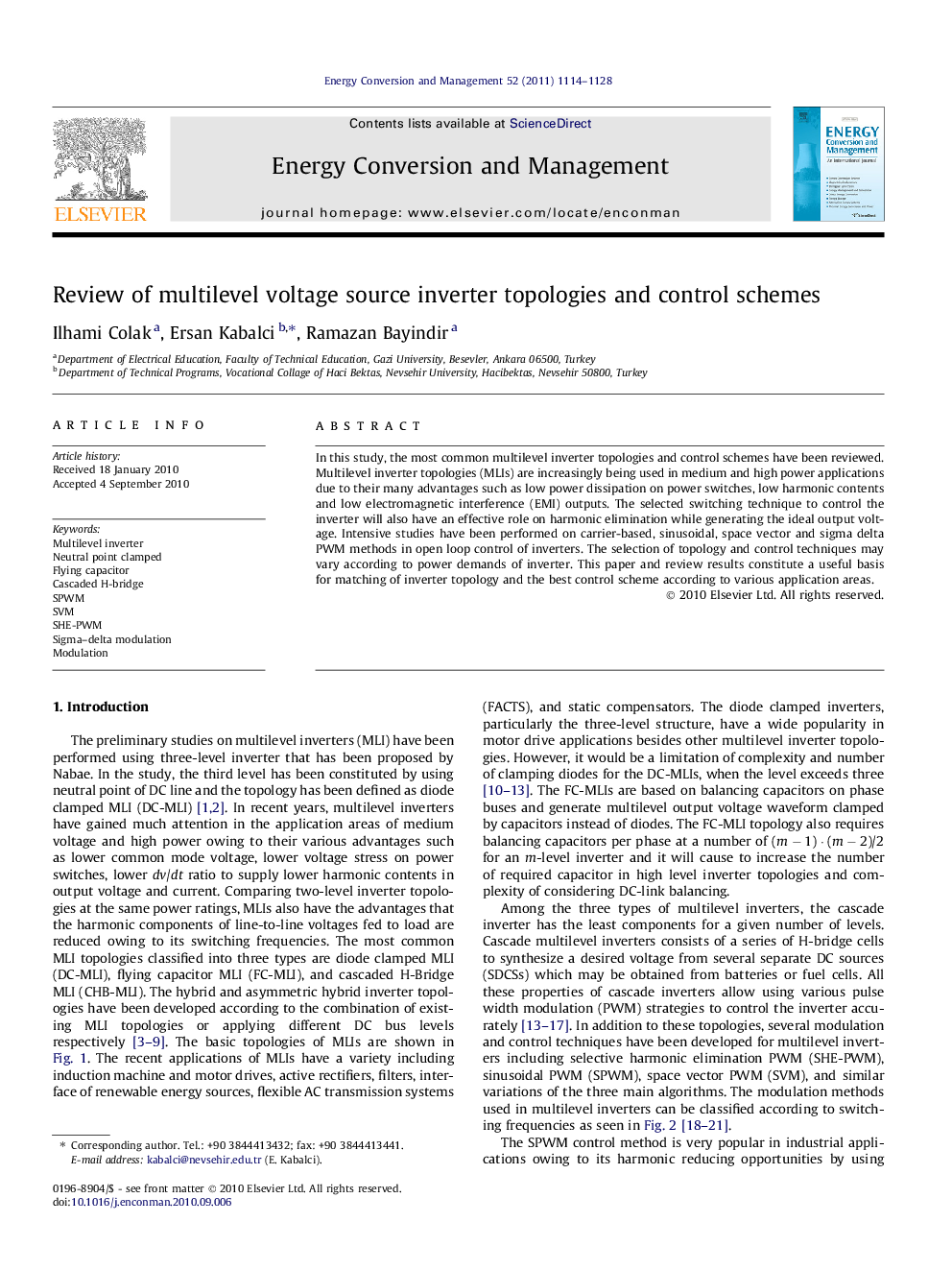 Review of multilevel voltage source inverter topologies and control schemes