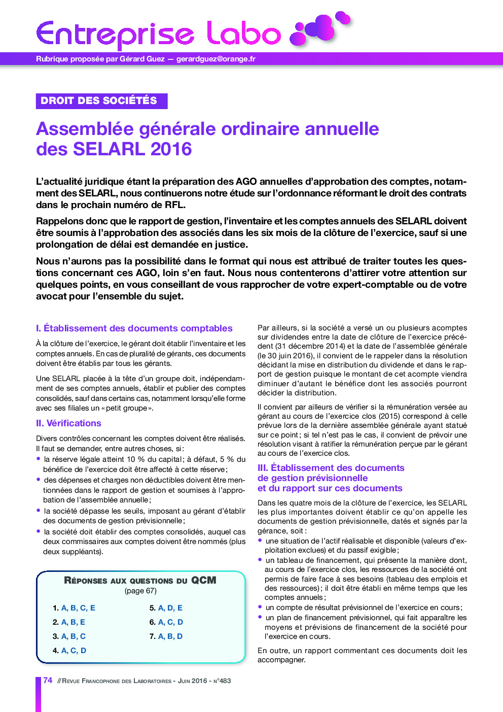 عکس صفحه اول مقاله: Assemblée générale ordinaire annuelle des SELARL 2016 Assemblée générale ordinaire annuelle des SELARL 2016